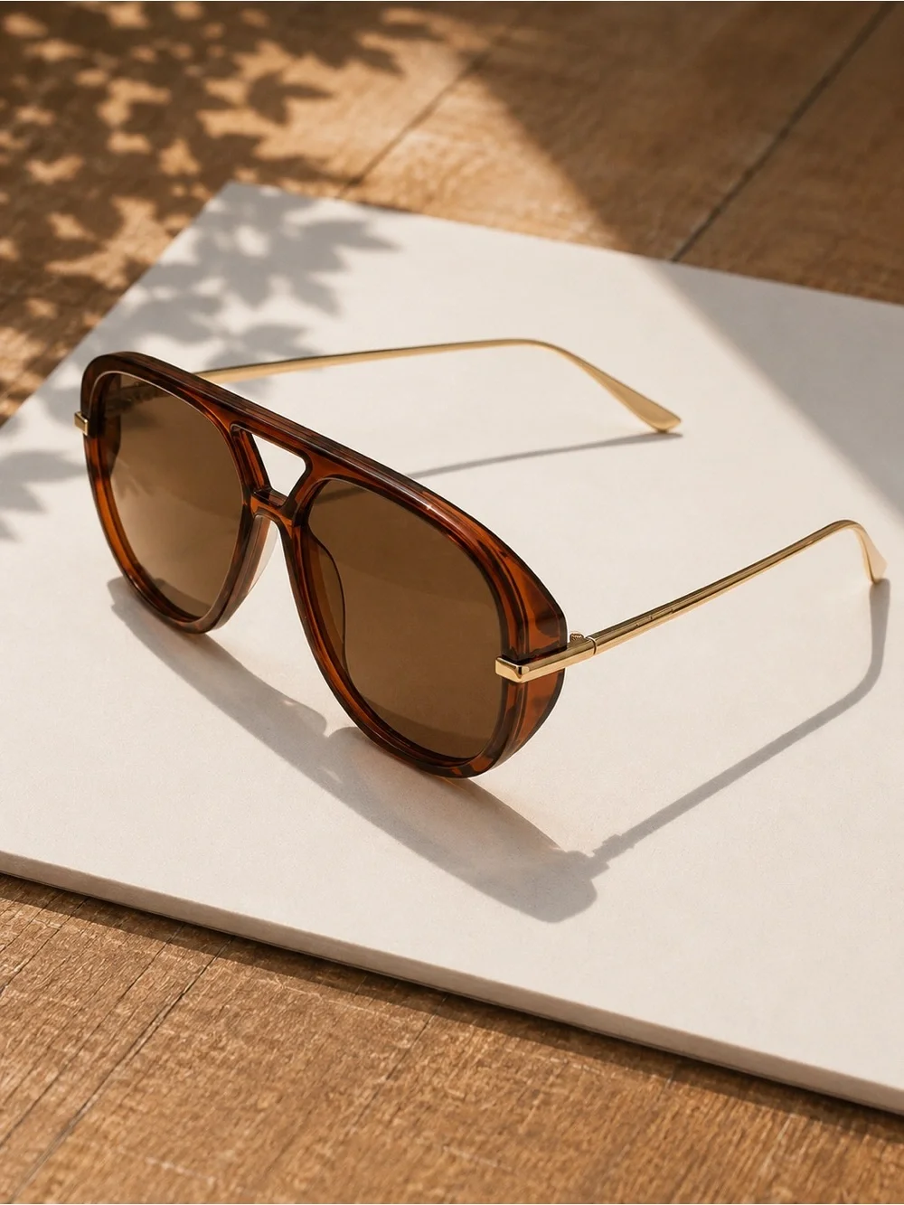 Tortoiseshell Aviator Sunglasses with Gold Arms
